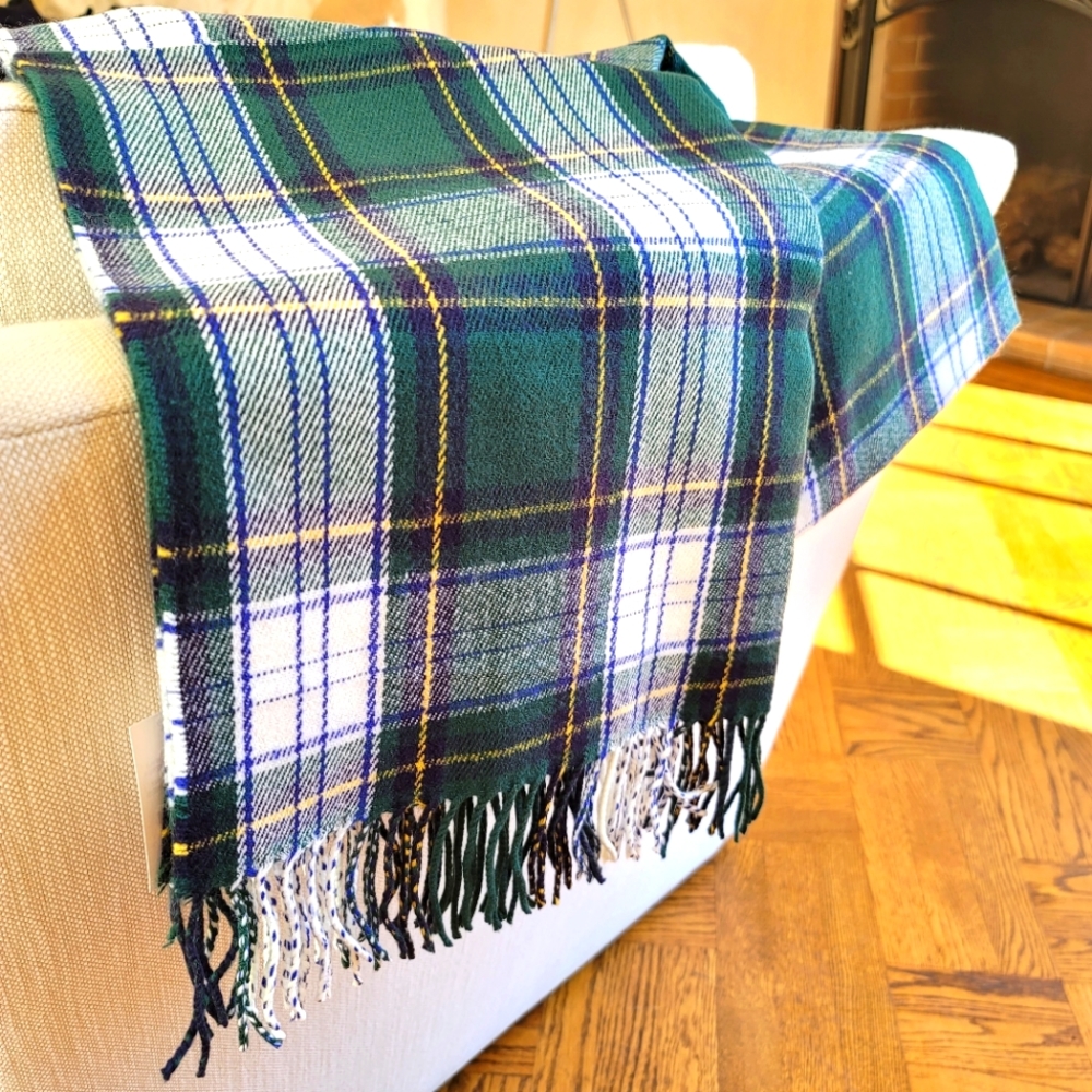 New! J.Crew Women's Green Navy Highland Tartan Plaid Classic Scarf 77 ½ × 24 NWT